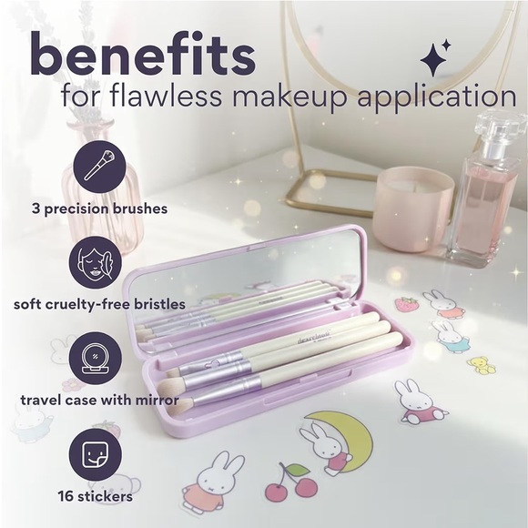 dearcloud Miffy Makeup Brush Set with Travel Case, Mirror (Endearing Bun) - Picture 2 of 5